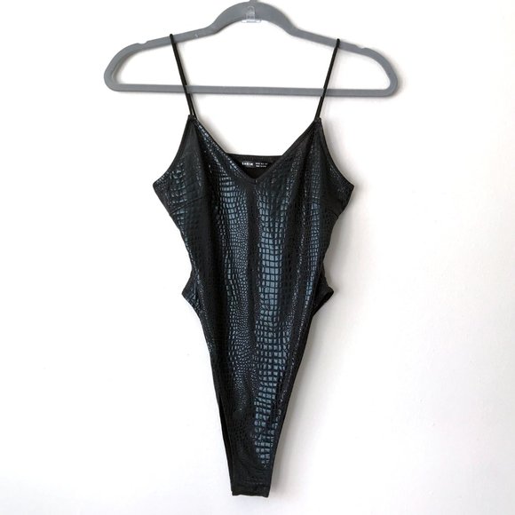 Black Croc Sexy Bodysuit Comfortable Never Worn - Picture 2 of 8